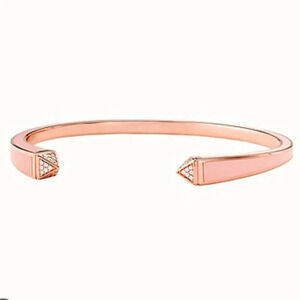 Michael Kors Women's Mercer Pyramid Pave Open Cuff Rose Gold Bracelet
